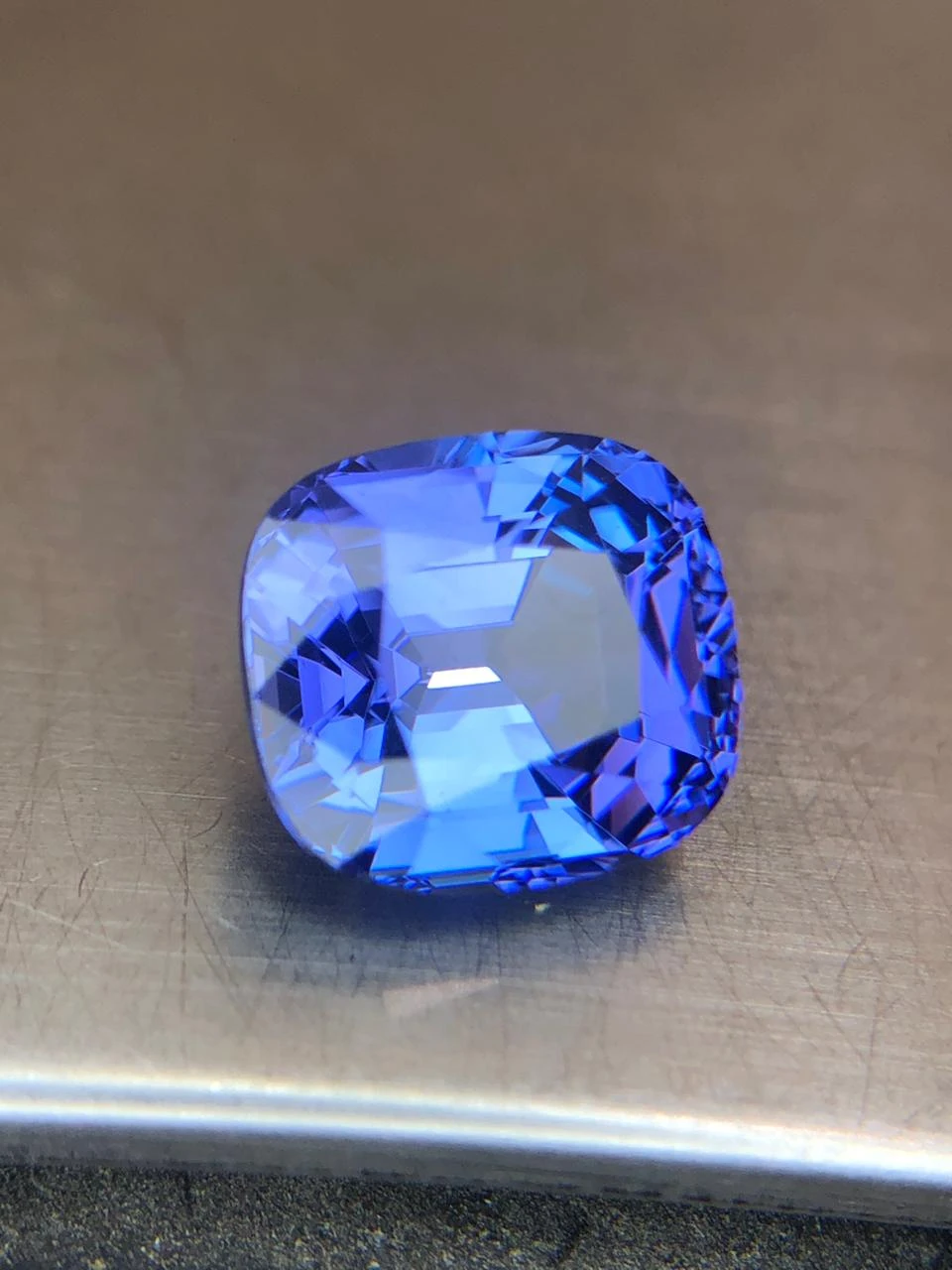 Tanzanite 5.3 carat, AA Grade in Step Cushion Cut — view 1